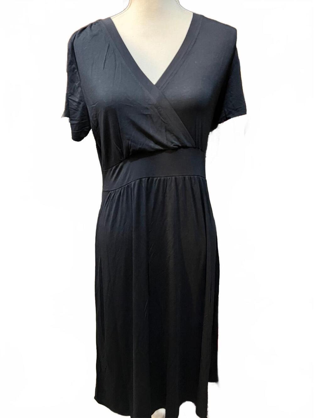 LL Bean Soft Stretchy Jersey Knit Pullover A-Line Navy Blue Dress-Size Medium - Picture 2 of 6